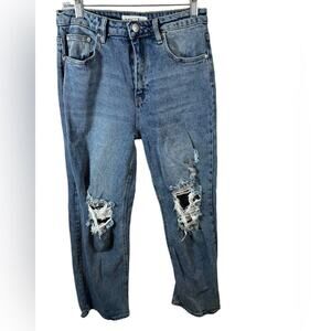 Almost Famous Distressed Straight‎ Legged Jeans Size 9 High Rise